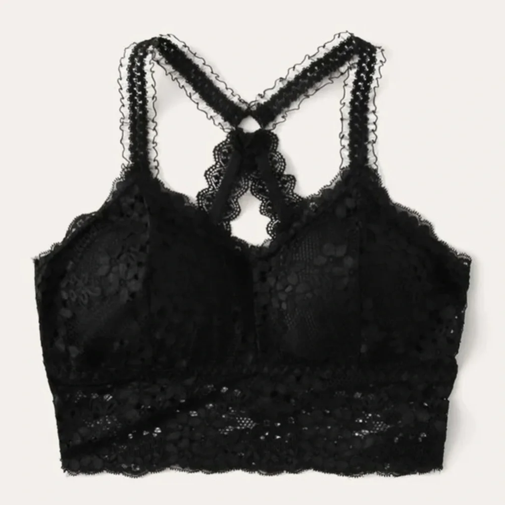 Lace bralette black padded racer back